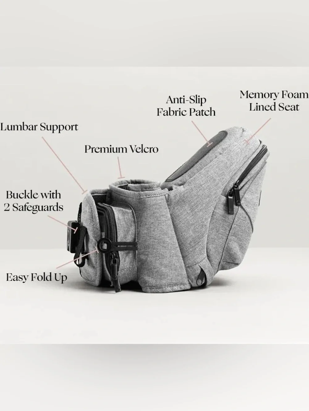 Tushbaby Gray Baby Diaper Bag Backpack